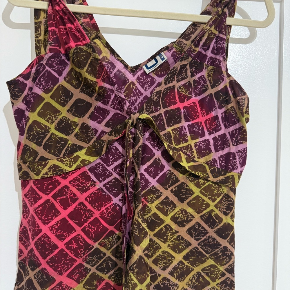 Adolfo Dominguez Pink, Purple & Green Patterned Sleeveless Blouse